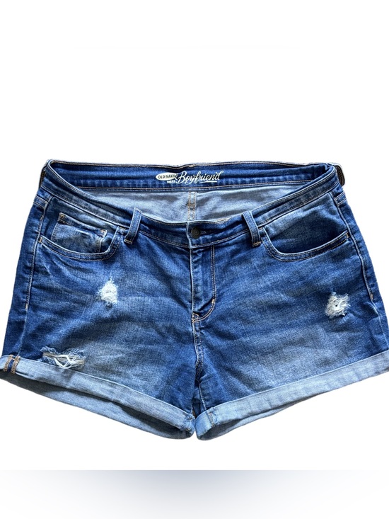 Old Navy Pants - Old Navy Boyfriend Denim Shorts Distressed Cuffed Mid Rise Size 10